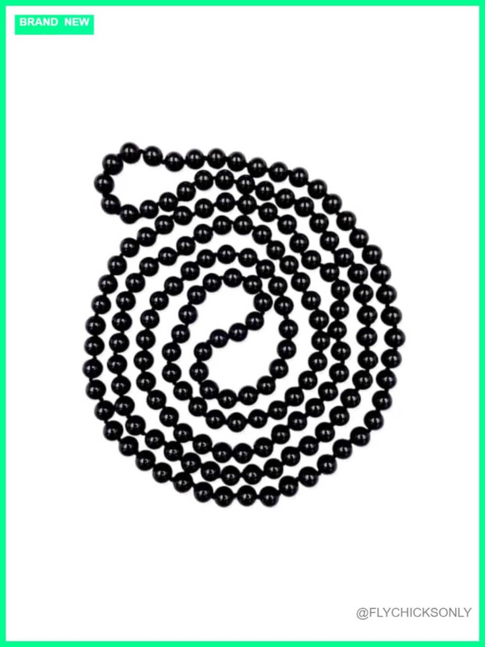 Black Onyx Beaded Hand Knotted 60 Inch Mala Style Statement Necklace